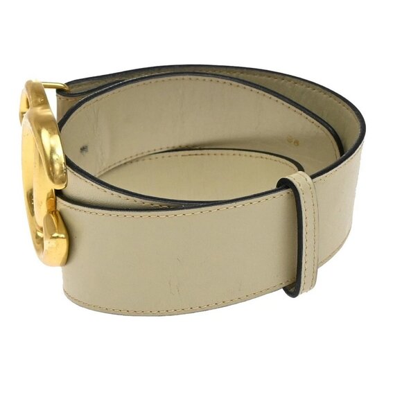 GUCCI GG Logo Interlocking Belt 65 Leather Beige GHW Made in Italy - Picture 2 of 14